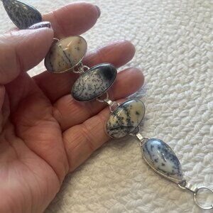 Beautiful DENDRITE OPAL Handmade Sterling 925 Bracelet Size 8 3/4" #311E